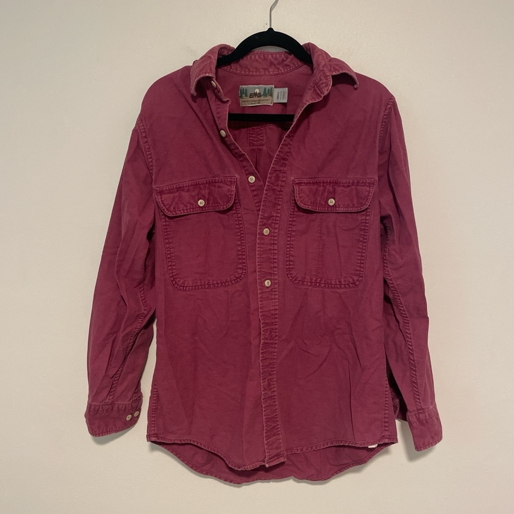 EMS Men’s Small Oversized Burgundy vintage button up shirt style